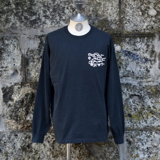 キースヘリング ( KEITH HARING ) SKATE BOARD L/S TEE 6oz / スケートボード 長袖 Tシャツ BLACK