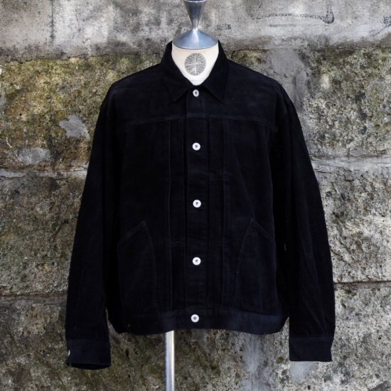 エイチユニット ( H.UNIT ) CORDUROY WORK JACKET 2nd /コーデュロイ ワークジャケット BLACK メンズ  レディース - エンシニータス