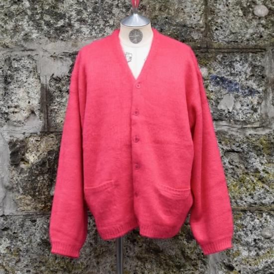 タウンクラフト モヘア調 ニットカーディガン 赤✖️黒 ボーダー シャギー タウンクラフト モヘア調 ニットカーディガン 赤✖️黒 ボーダー