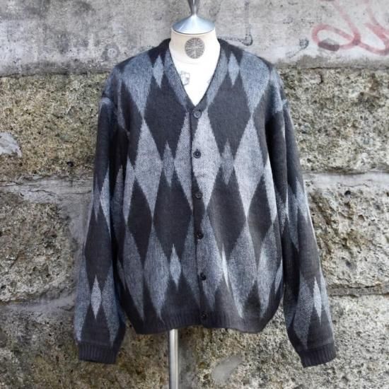 TOWNCRAFT アーガイル柄 シャギーカーディガン　モヘア グランジ TOWN CRAFT / SHAGGY VINTAGE PATTERN CARDIGAN