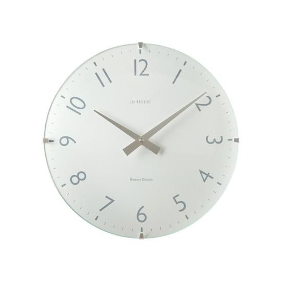 【希少】壁掛け時計 29cm IN HOUSE ドームクロック　イングランド製 IN HOUSE】掛け時計 ドームクロック 29cm(ホワイト)・NW31WA