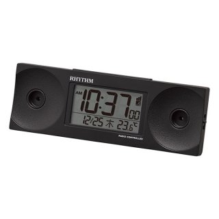 【RHYTHM】デジタル時計置き時計 電波時計 フィットウェーブバトル100(黒)・8RZ192SR02