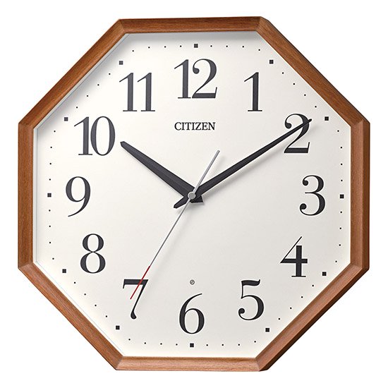 【CITIZEN】掛け時計 電波時計 シンプルモダン スタンダード 八角 (茶色半艶仕上（ベージュ）)・8MY529-006 -  置き時計・掛け時計（クロック）専門店｜時のしらべ