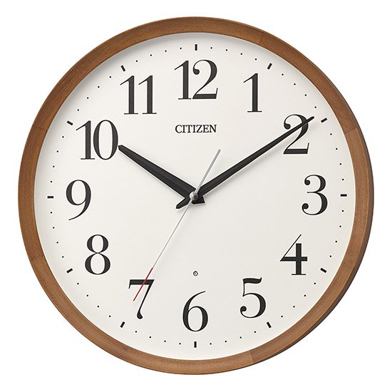 【CITIZEN】掛け時計 電波時計 シンプルモダン スタンダード 丸型 (茶色半艶仕上（ベージュ）)・8MY535-006 -  置き時計・掛け時計（クロック）専門店｜時のしらべ
