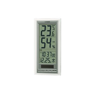 【CITIZEN】デジタル温度・湿度計（クロック付）・8RD204-A19