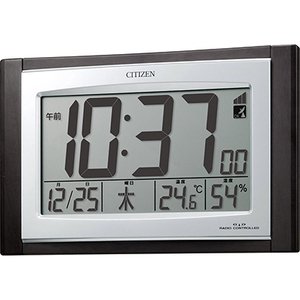 【CITIZEN】デジタル時計掛置兼用電波時計パルデジットコンビR096(濃茶木目仕上)・8RZ096-023