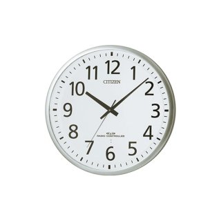 【CITIZEN】掛け時計オフィスタイプスペイシーM465(銀色ヘアライン仕上（白）)・8MY465-019