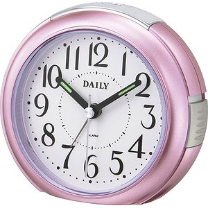 【DAILY】デイリー目覚まし時計デイリーRA21DN(ピンクメタリック色（白）)・8REA21DN13