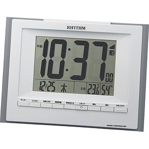【RHYTHM】置き時計デジタル時計フィットウェーブD168(グレー)・8RZ168SR08