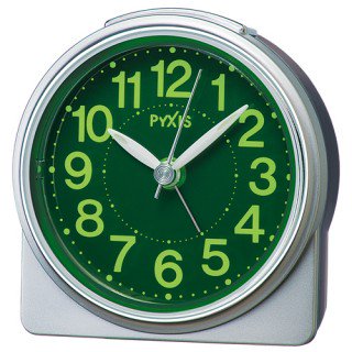 【PYXIS】目覚まし時計 スタンダード(銀色メタリック塗装)・NR439S