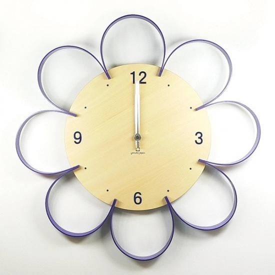 ヤマト工芸 掛け時計flowerclock パープル Yk10 103pl 置き時計 掛け時計 クロック 専門店 時のしらべ