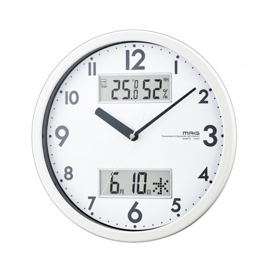 MAG】温湿時計 温湿時計 ダブルメジャー(ホワイト) - 置き時計