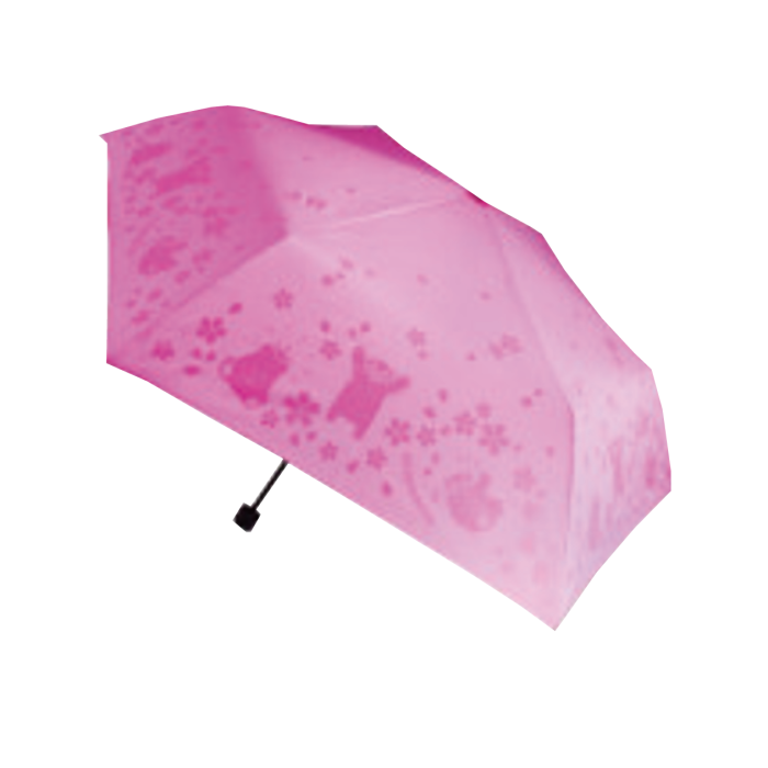 浮き出る折りたたみ傘（ピンク）　くまモンバージョン