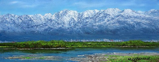 油彩　小川久雄　立山連峰　W3　油絵　作品キャンパスのみ　真作 - 丸昇オンラインショップ