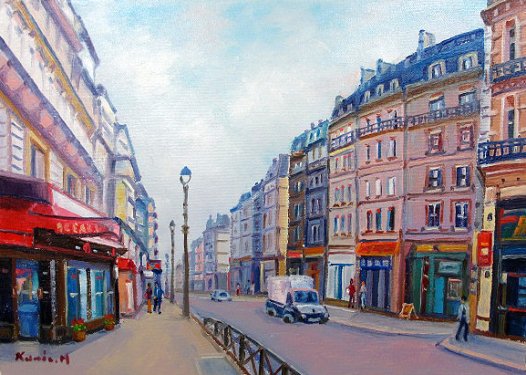 油彩　半澤国雄　パリの街角　SM　油絵　作品キャンパスのみ　真作 - 丸昇オンラインショップ