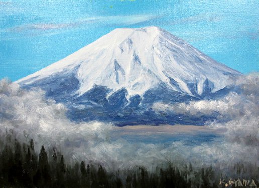 油彩　大山功　雲上の白富士　F10　油絵　作品キャンパスのみ　真作 - 丸昇オンラインショップ