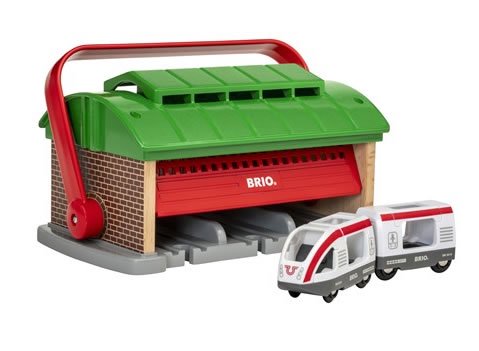 ハンドル付列車車庫 BRIO（スウェーデン） 木製レールシリーズ - 木の 