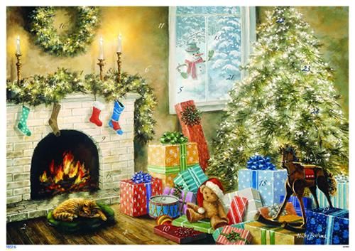 アドベントカレンダー 暖炉 クリスマス装飾品 - 木のおもちゃ