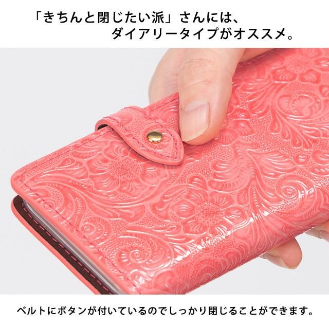 エナメルレザー フラワー（ダイアリーケース）iPhone対応