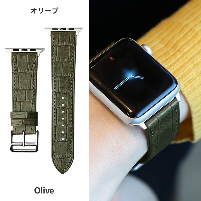 栃木レザー クロコダイル Apple Watch専用交換バンド - スマホカバーの