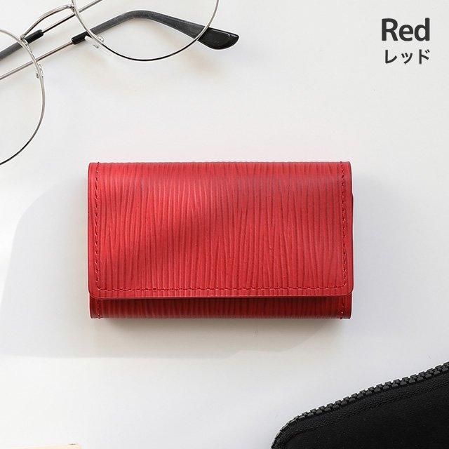 ロエベ　レザーケース 赤 エンボスロゴ ヨーロピアンエンボスレザーキーケース | M/Sサイズ - CONKC-M&S