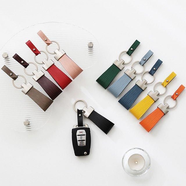 エンボスレザー（波模様）キーリング - スマホケース・革小物