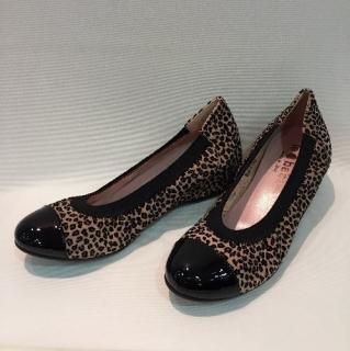 Le babe レバーベ 美脚バレエシューズ レオパード柄(4cmインヒール)