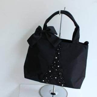 Lou Lou Collection<br>ルルコレクション<br>ブラックベース&エッフェル塔<br>トートバッグ 横M