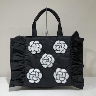 Lou Lou Collection<br>ルルコレクション<br>ミニカメリア<br>フリルトート 黒白L