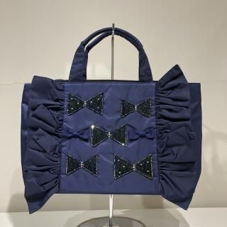 Lou Lou Collection<br>ルルコレクション<br>リボン<br>フリルトート ネイビーM