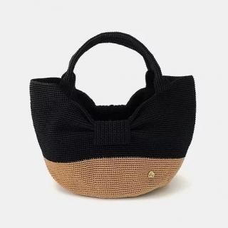 MAISON KEYS<br>メゾンキーズ<br>クロシェ編みバッグ<br>MUNN リボンバッグ<br>ブラック・ゴールドS