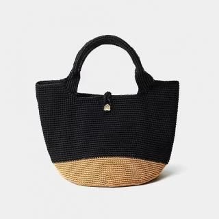MAISON KEYS<br>メゾンキーズ<br>クロシェ編みバッグ <br>KOON バイカラー<br>ブラック・ゴールドCS