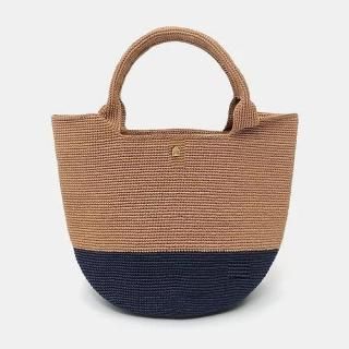 MAISON KEYS<br>メゾンキーズ<br>クロシェ編みバッグ <br>KOON バイカラー<br>ゴールド・ネイビーCS
