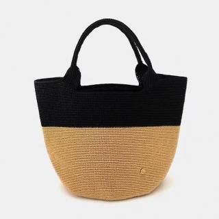 MAISON KEYS<br>メゾンキーズ<br>クロシェ編みバッグ <br>KOON バイカラー<br>ブラック・ゴールドC M