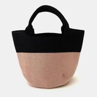 MAISON KEYS<br>メゾンキーズ<br>クロシェ編みバッグ <br>KOON バイカラー<br>ブラック・ローズゴールド M
