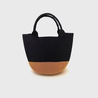 MAISON KEYS<br>メゾンキーズ<br>クロシェ編みバッグ <br>KOON バイカラー<br>ブラック・ゴールド M