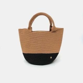 MAISON KEYS<br>メゾンキーズ<br>クロシェ編みバッグ <br>KOON バイカラー<br>ゴールド・ブラック M