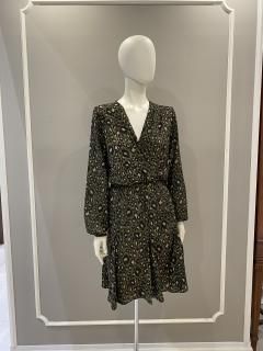 【RINASCIMENTO(リナシメント)】<br>グリーンヒョウ柄ワンピース<br>ひょう柄プリント<br>グリーン