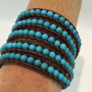 CHAN LUU<br>チャンルー<br>ラップブレスレット<br>ターコイズ5連<br>