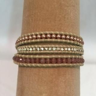 CHAN LUU<br>チャンルー<br>ラップブレスレット<br>ピンクパール&ピンクストーン&シルバー3連<br>