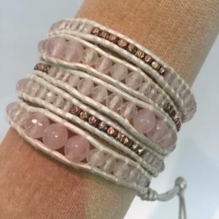 CHAN LUU<br>チャンルー<br>ラップブレスレット<br>ローズクオーツ&ピンクゴールドズ5連<br>