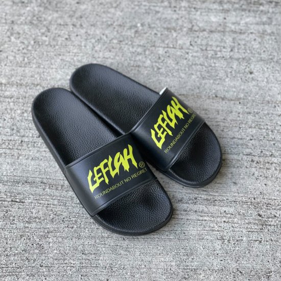 【LEFLAH】main logo slide sandals (BLK×S.YEL)