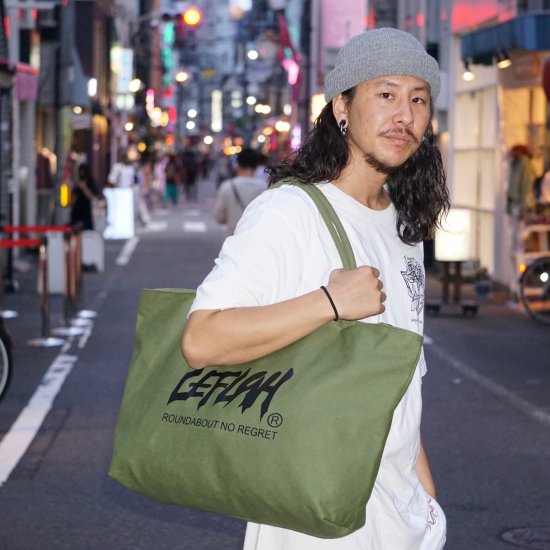 【LEFLAH】 main logo canvas zip tote bag  (KHA)