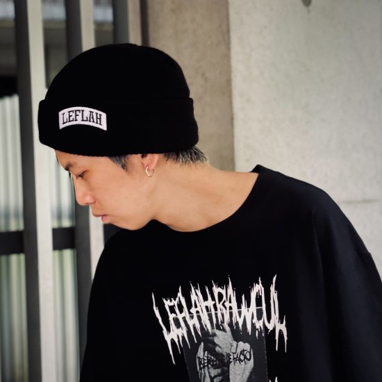 【LEFLAH】embroiled arch logo knit cap(BLK×WHT)