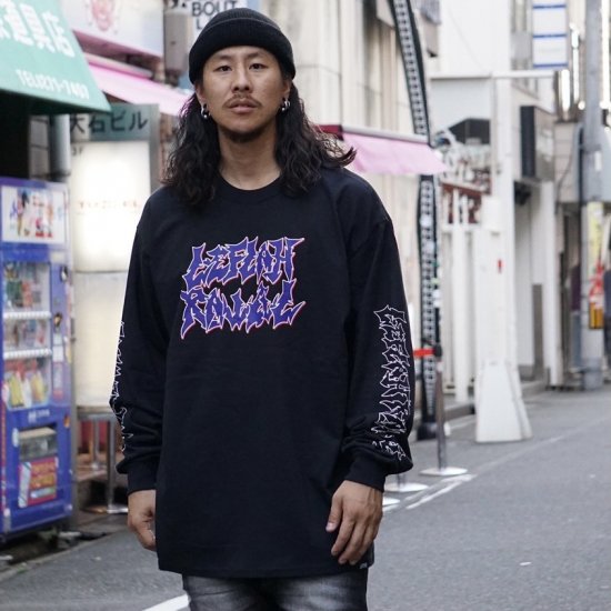 <img class='new_mark_img1' src='https://img.shop-pro.jp/img/new/icons1.gif' style='border:none;display:inline;margin:0px;padding:0px;width:auto;' />【LEFLAH】jagged logo long tee (BLK)