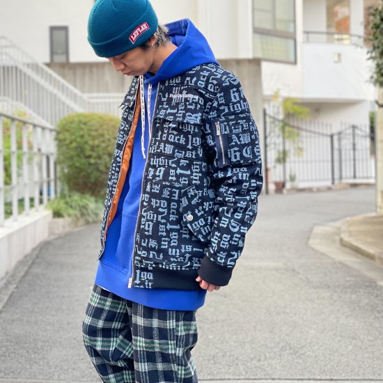 <img class='new_mark_img1' src='https://img.shop-pro.jp/img/new/icons1.gif' style='border:none;display:inline;margin:0px;padding:0px;width:auto;' />【LEFLAH】OLD-E patterned denim MA-1(BLU)