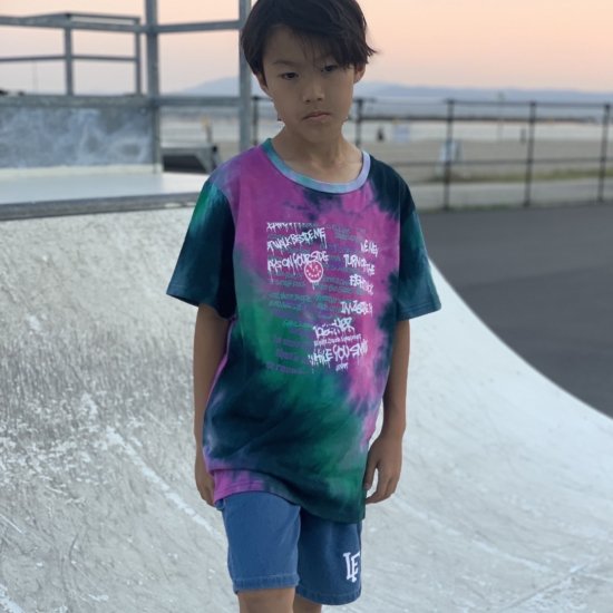<img class='new_mark_img1' src='https://img.shop-pro.jp/img/new/icons1.gif' style='border:none;display:inline;margin:0px;padding:0px;width:auto;' />【LEFLAH】message tie-dye kids tee (PNK)