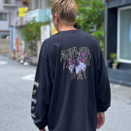 <img class='new_mark_img1' src='https://img.shop-pro.jp/img/new/icons1.gif' style='border:none;display:inline;margin:0px;padding:0px;width:auto;' />【LEFLAH】butterfly long tee (BLK)