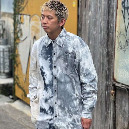 <img class='new_mark_img1' src='https://img.shop-pro.jp/img/new/icons1.gif' style='border:none;display:inline;margin:0px;padding:0px;width:auto;' />【LEFLAH】crazy switched tie-dye shirts（GRY）