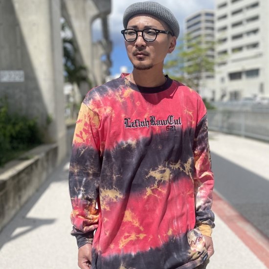 <img class='new_mark_img1' src='https://img.shop-pro.jp/img/new/icons1.gif' style='border:none;display:inline;margin:0px;padding:0px;width:auto;' />【LEFLAH】OLD-E logo tie-dye long tee (RED) 